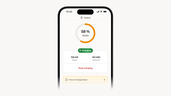 ladeappen viser igangværende opladning