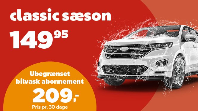 Classic sæsonvask i ubegrænset bilvask