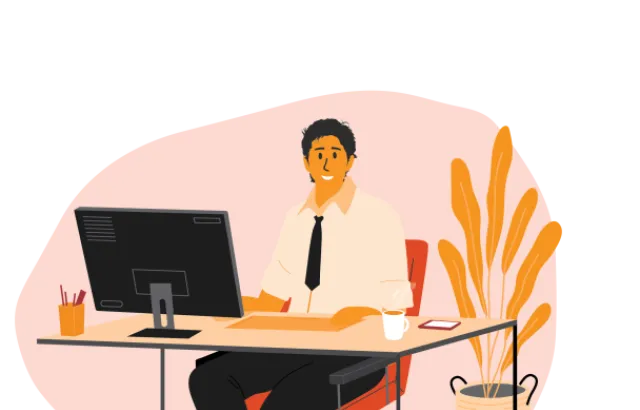 Circle K Pro Illustrations_Fleet Managaer_Sitting at desk