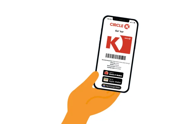 Digitalt Circle K Gavekort på mobiltelefon