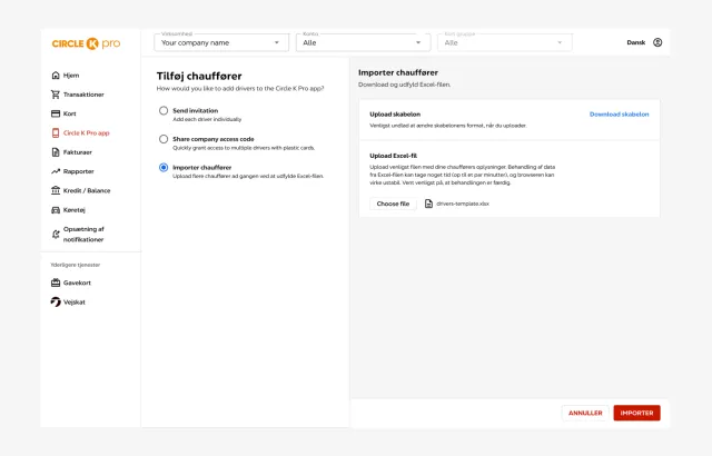 Self service portal screen - import drivers